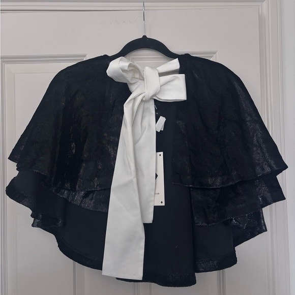 Zara Black and White Cape with Bow - Picture 2 of 4